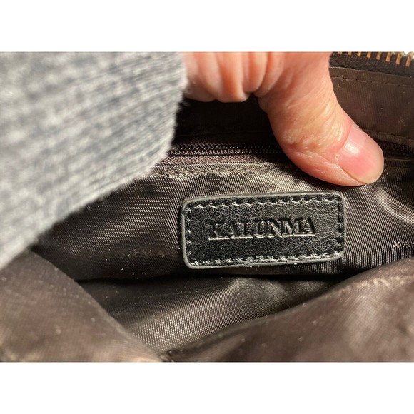 Kalunma Black 100% Smooth Oil Rich Leather Crossbody Purse Brass Bag Charms NWT - Picture 9 of 16